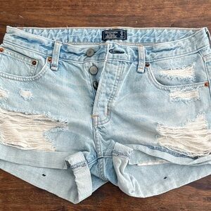 Light Blue Distressed Denim Shorts